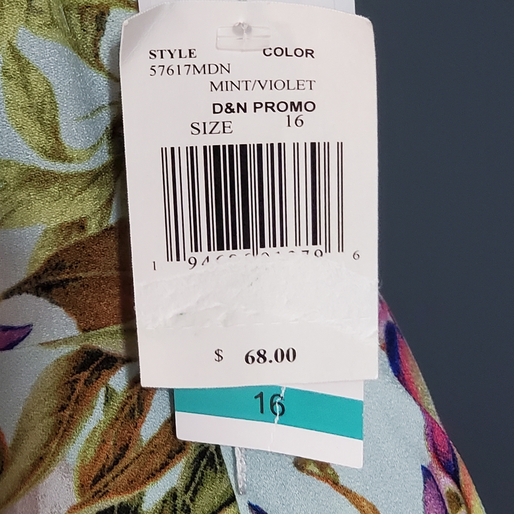 NWT DN Design Floral V-Neck Midi Dress Asymmetrical Hem Women's Size 16 - Picture 5 of 8